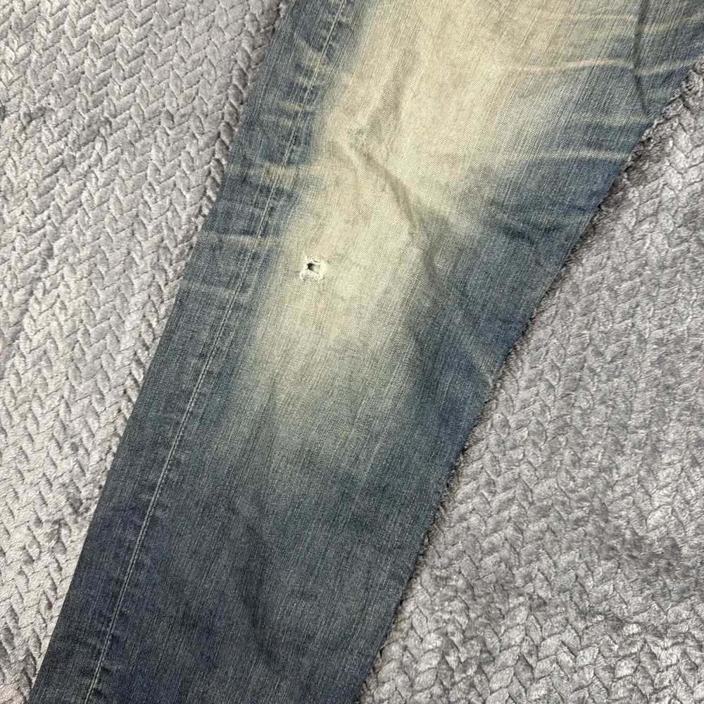 Levis 504 Jeans Adult 34x32 Blue Red Tab Denim Medium Wash Straight Distressed‎